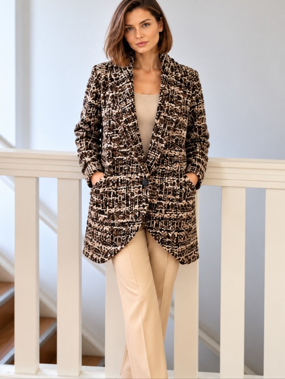 Tonia DeBellis Textured Bouclé Tweed Blazer Jacket